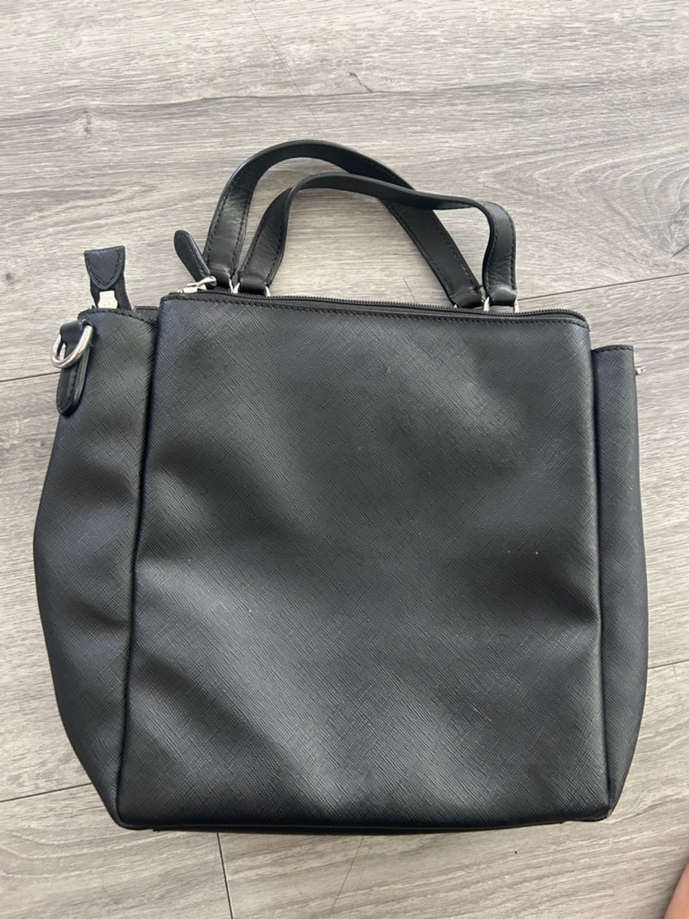 Tumi Black Saffiano Leather Crossbody Bag with Silver Hardware - Picture 6 of 16